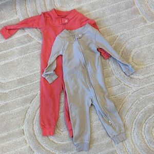 Burt's Bees Coral and Gray Baby Pajamas